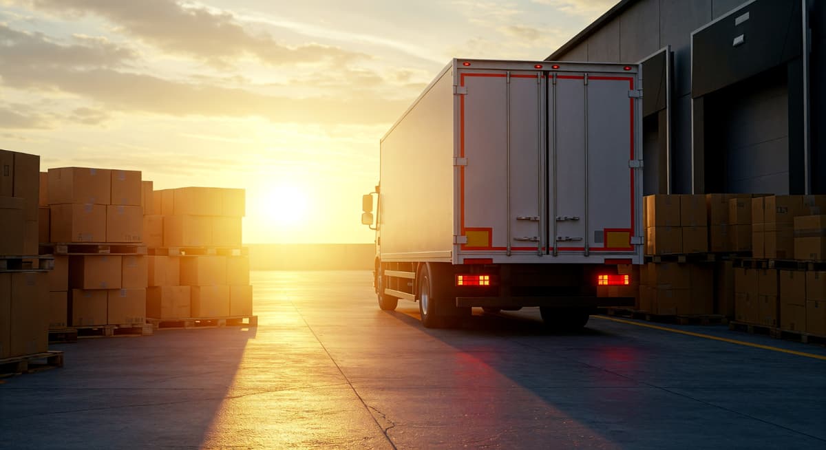 Fleet of heavy trucks ready for dispatch